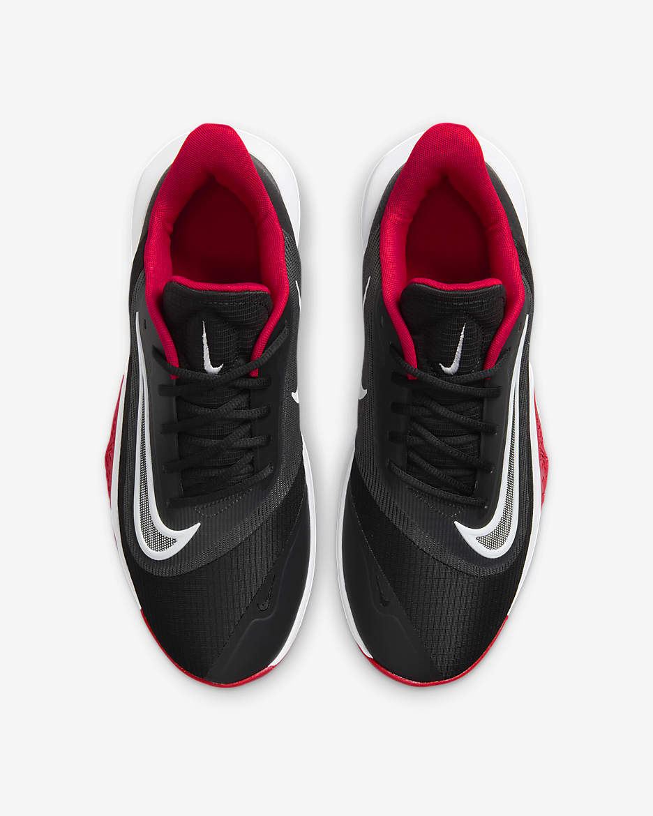 Nike black shoes with red logo deals